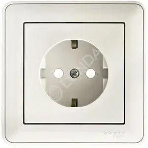 Розетка 1-м СП W59 16А IP20 с заземл. защ. шторки в сборе бел., Systeme Electric RS16-152-18