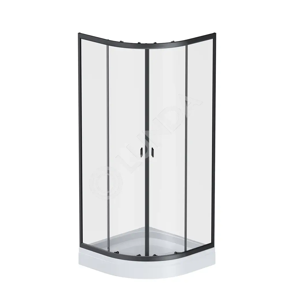 Душ ограждение Twin Slide без поддона, 80x80, X-Joy, стекло+алюм+ABS-пластик, прозрач+чёрный мат, AM.PM W88G-205-080BT64