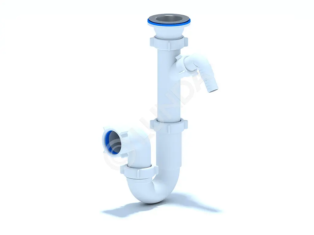 Сифон для мойки 1 1/2″ 40 прямоточный с отводом для стиральной машины, АНИ Пласт D1000