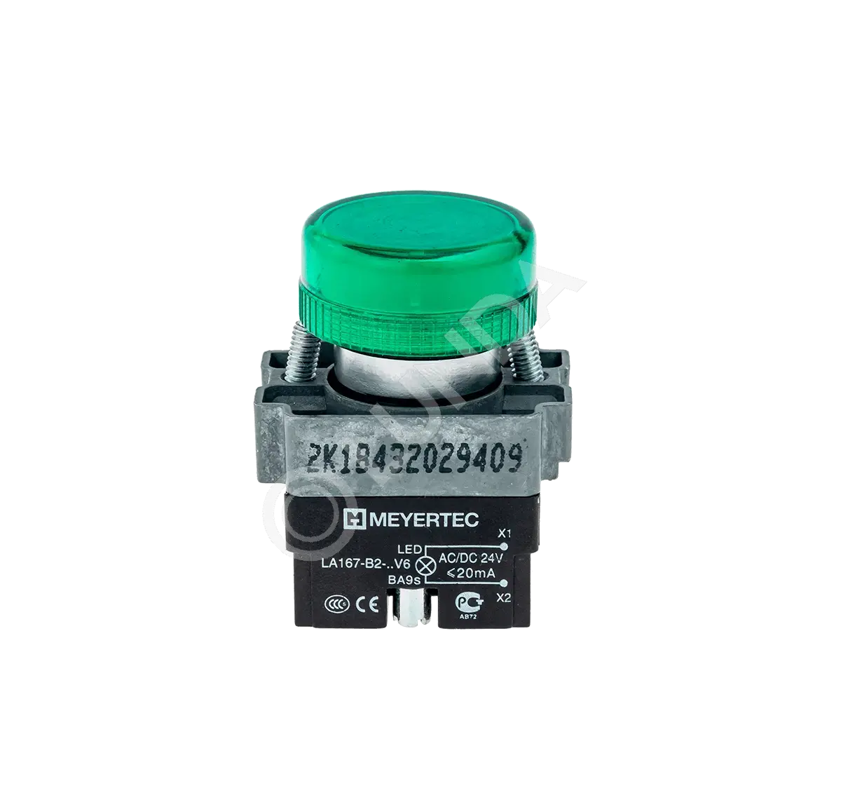 Сигнальная лампа в сборе, зеленый, 24V AC/DC, мет. MTB2-BV613, ОВЕН 43345