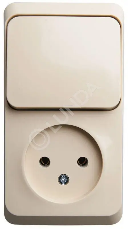 Блок ОП Этюд (1-м розетка без заземл. + 1-кл. выкл.) крем., Systeme Electric BPA16-204K