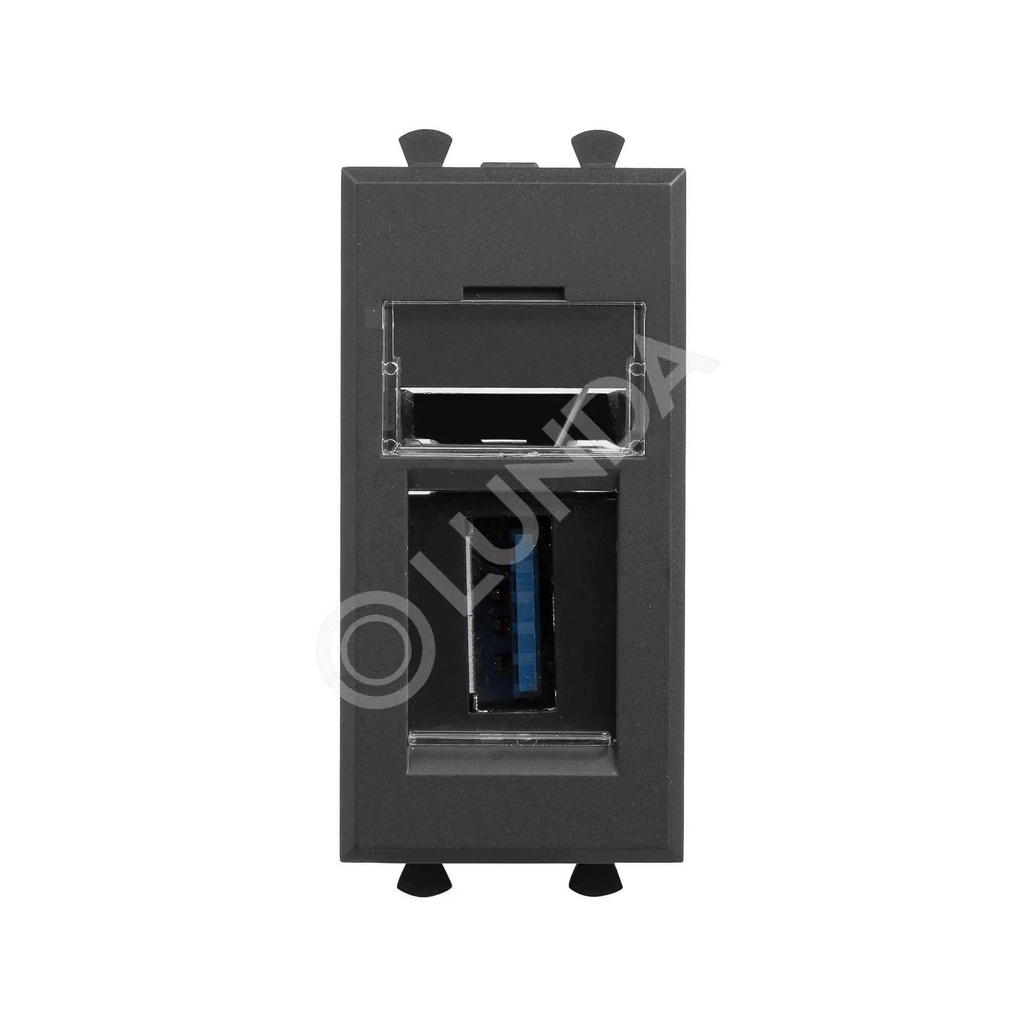 Розетка USB 3.0 модульная, тип А-А, Avanti, Черный матовый, 1 модуль, DKC 4412301