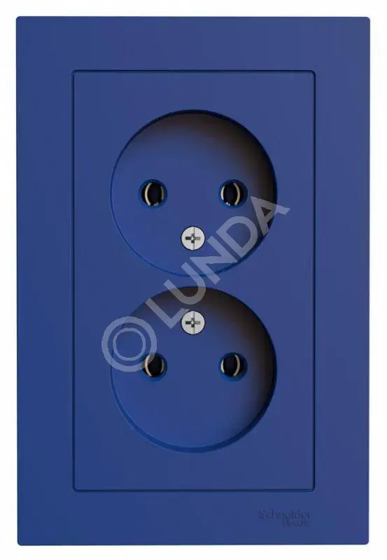 Розетка 2-м AtlasDesign 16А без заземл в сборе аквамарин, Systeme Electric ATN001120