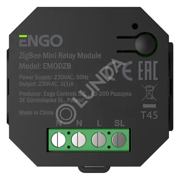 Беспроводное реле со встроенным репитером, 230В, ZigBee, Engo EMODZB/EMOD-ZB