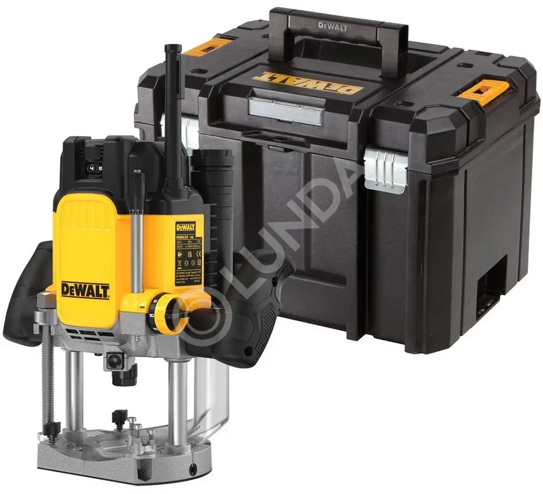 Фрезер DeWalt DWE625KT-QS, сетевой, 2300Вт, погружной, цанги 6/8/12мм, 9000-20000 об/мин, ход 80мм, кейс, DeWalt DWE625KT-QS