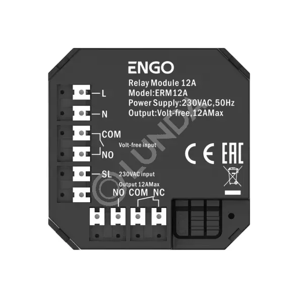 Модульное реле 12 Aб, 230 В пер. тока 50 Гц, Engo ERM12A/ERM-12A