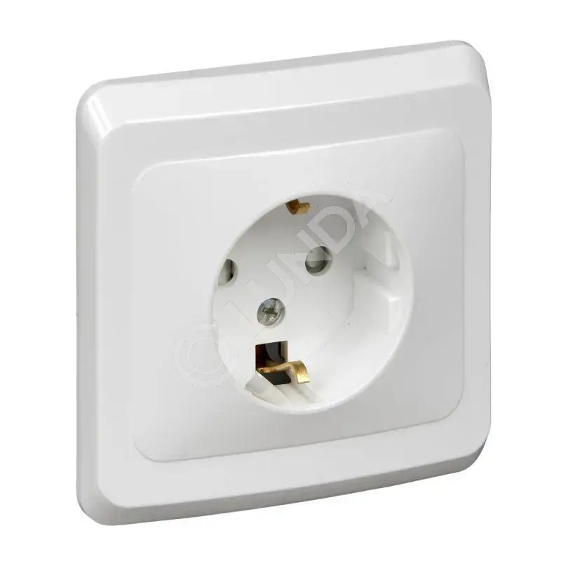 Розетка 1-м СП Этюд 16А IP20 250В с заземл. защ. шторки бел., Systeme Electric PC16-004B