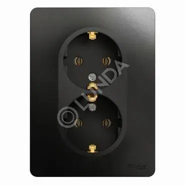 Розетка 2-м Glossa 16А с заземл. в сборе антрацит, Systeme Electric GSL000724