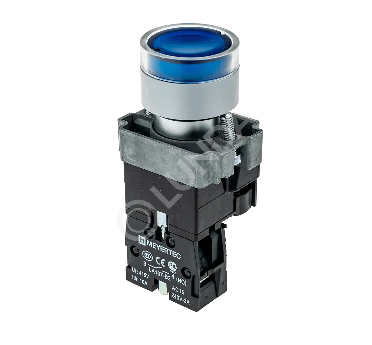 Кнопка с LED подсветкой, синяя, 24V AC/DC, 1NO, мет. MTB2-BW3661, ОВЕН 58205