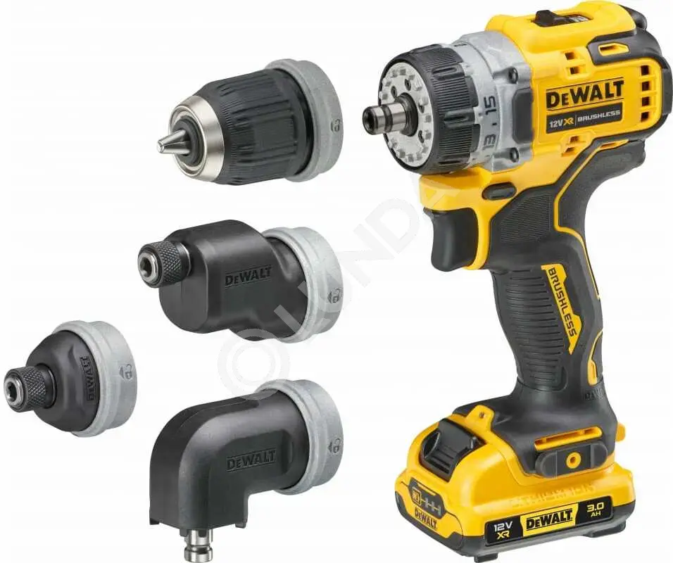 Дрель-шуруповерт DeWalt DCD703L2T-QW, аккум. 12В/3Ач, бесщет., HEX 1/4", 425-1500 об/мин, 57.5Нм, 2АКБ, ЗУ, кейс, DeWalt DCD703L2T-QW