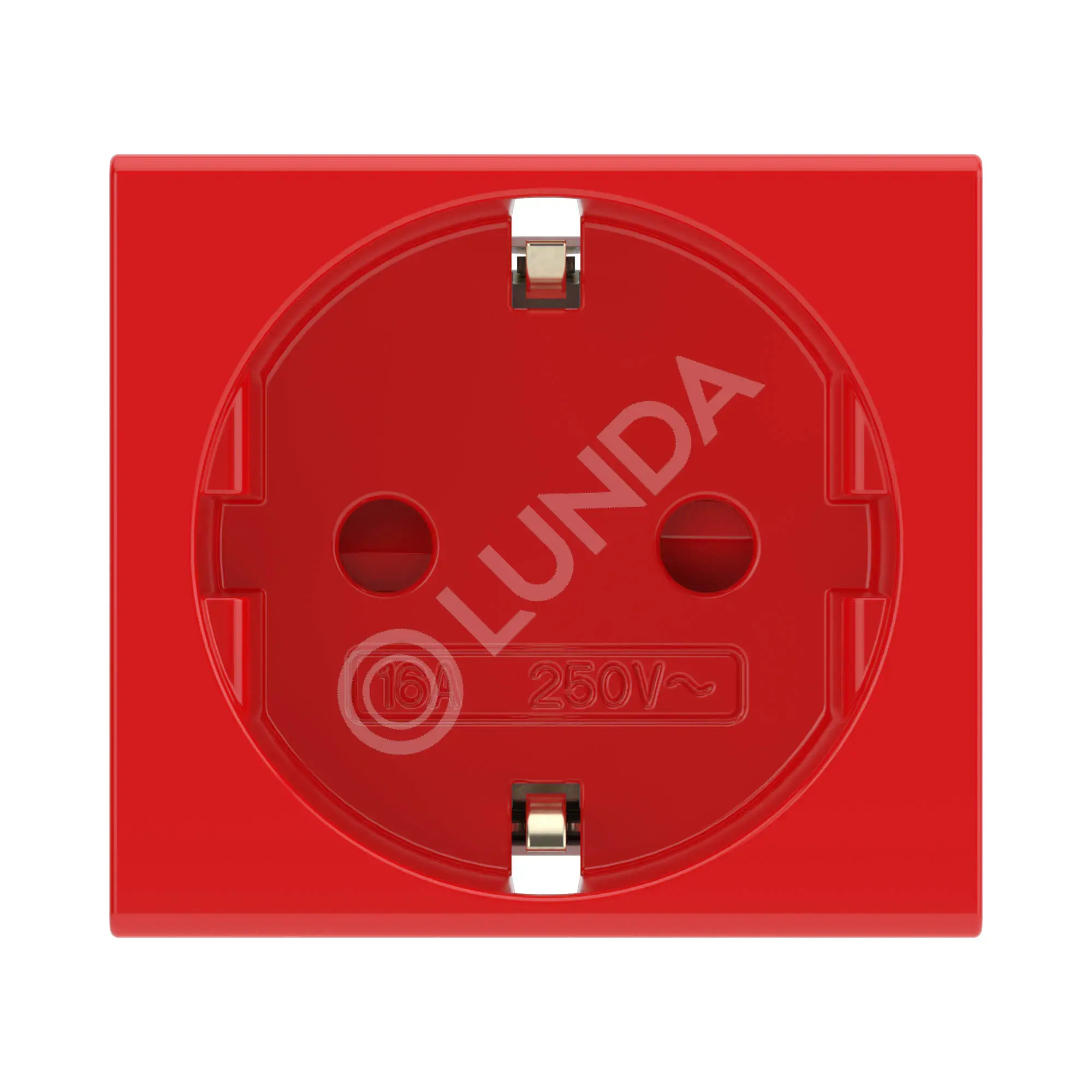 Розетка силовая 2Р+Е, со шторками, «Viva», 2 мод., красная, DKC 45015