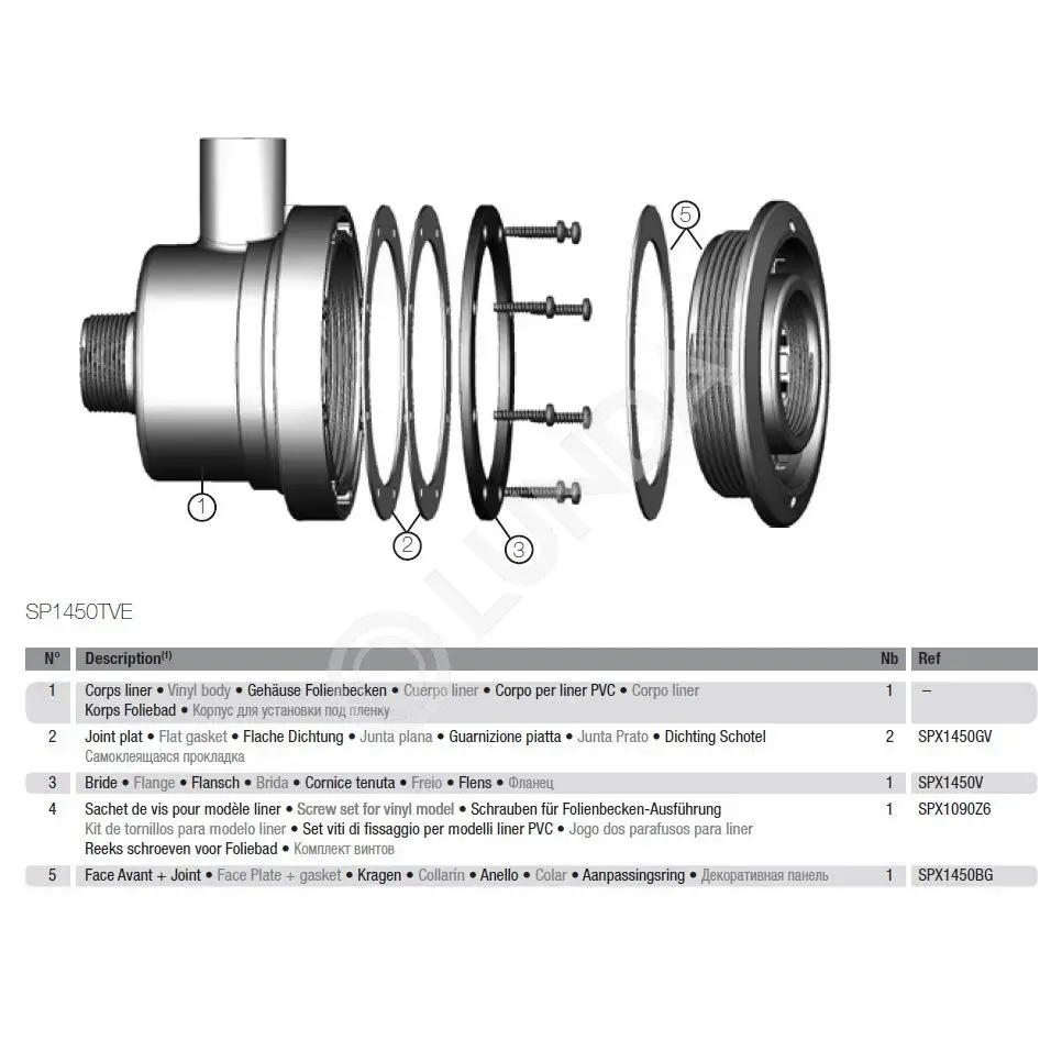Форсунка гидромассажная TURBO-JET SP1450TVE под лайнер (50 мм), Hayward 16130