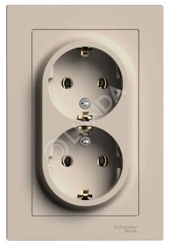Розетка 2-м. AtlasDesign 16А с заземл. в сборе песочн., Systeme Electric ATN001224