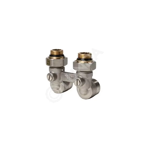 Блок шаровых кранов с соединительным ниппелем, угловой, G 1/2" x G 3/4", Рехау 12407373001