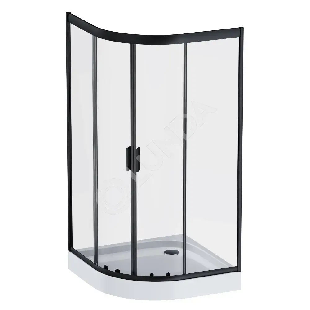 Душ ограждение 1/4 Rond 100x100, Gem, стекло+алюминий, прозрач+чёрный, AM.PM W90G-401-100BT