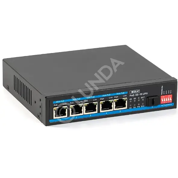 Коммутатор PoE PoE-5E-1S UPS бесперебойный , мощность 120Вт, порты: 5-Ethernet, 1-Uplink, SKAT 4086