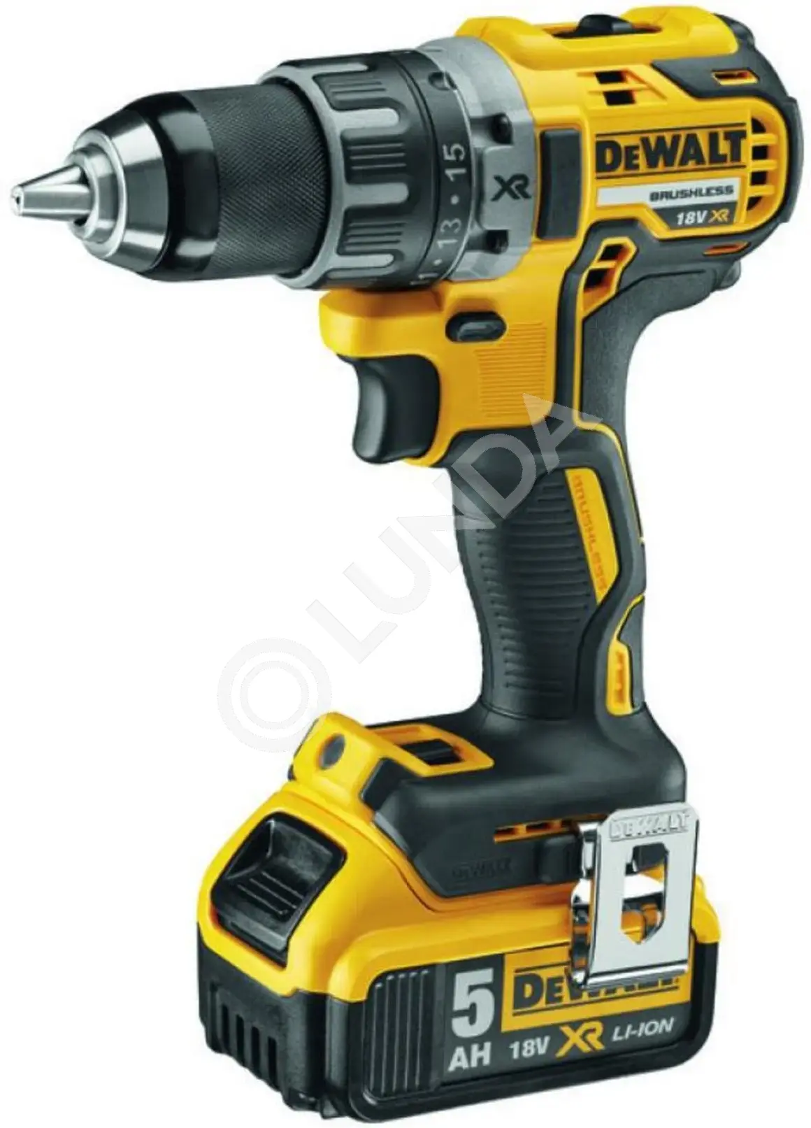 Дрель-шуруповерт DeWalt DCD791P2-QW, аккум. 18В/5Ач, бесщет., 550-2000 об/мин, 70Нм, 2АКБ, ЗУ, кейс TSTAK, DeWalt DCD791P2