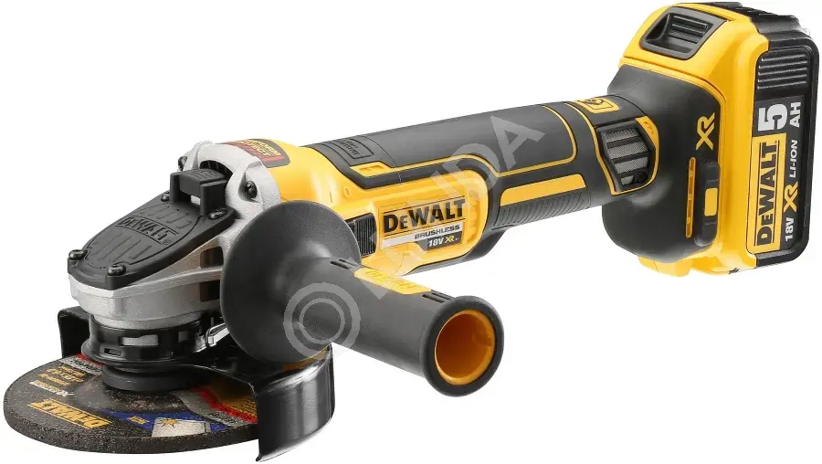 Угловая шлифмашина DeWalt DCG405P2-QW, аккум. 18В/5Ач, бесщет., диск 125мм, 9000 об/мин, 800Вт, 2АКБ, ЗУ, кейс, DeWalt DCG405P2-QW