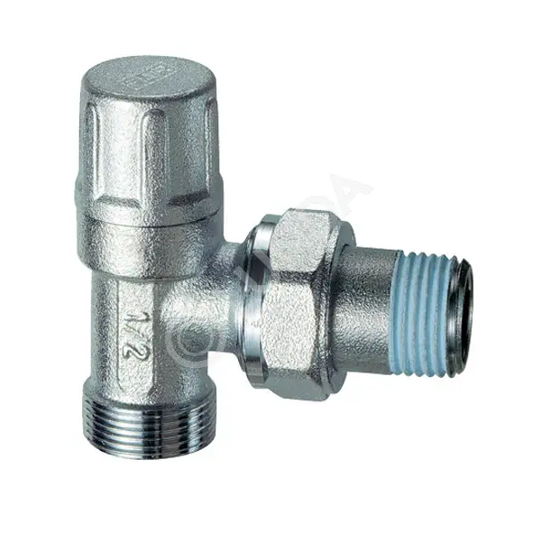 Вентиль запорный угловой 1/2"х М24х19 НР, уплотнение штока двойной O-Ring, штуцер с герметиком Loctite Dri-Seal, Far FV 1100 C12