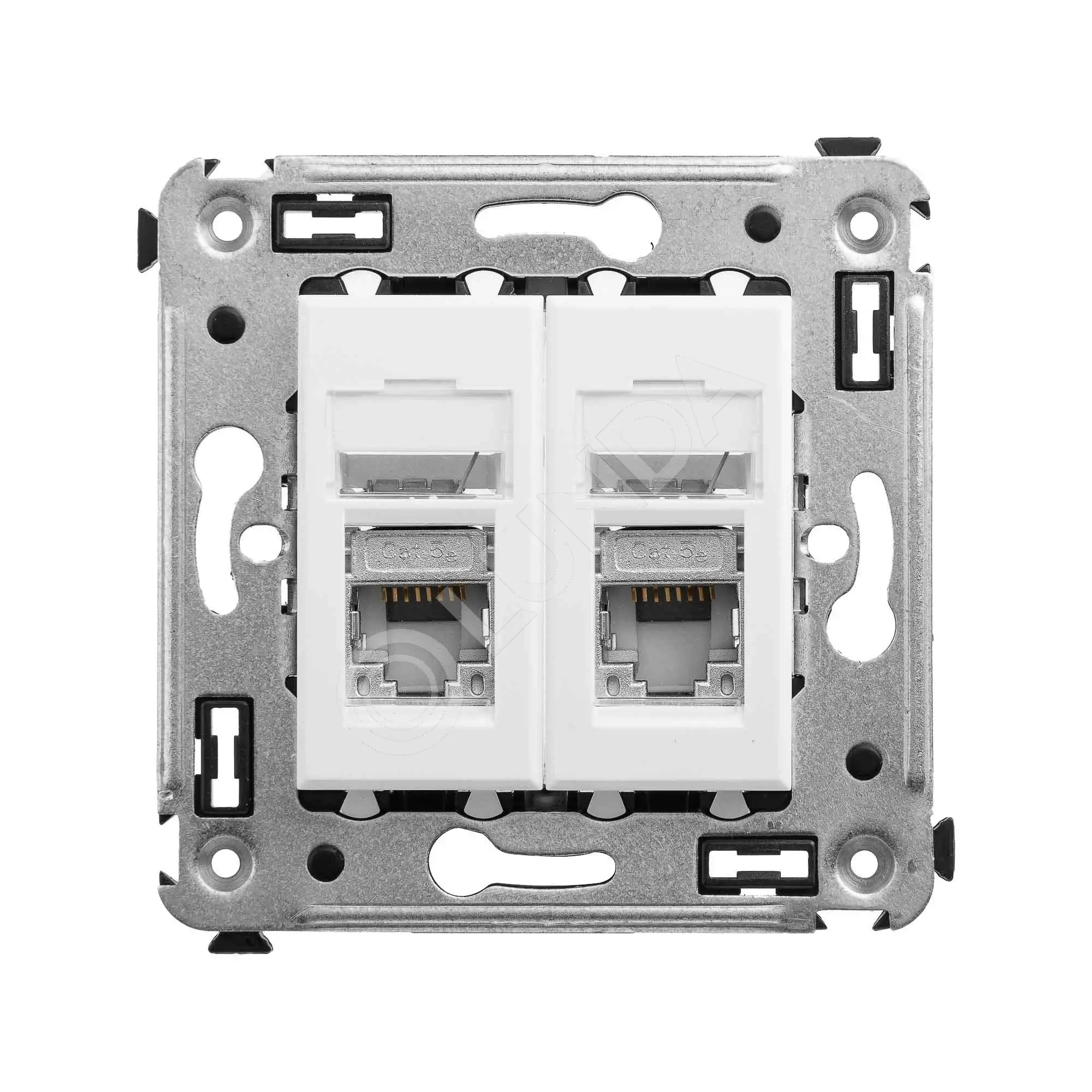 Розетка компьютерная RJ-45 в стену, кат.5e двойная экранированная, Avanti, Белое облако, DKC 4400364