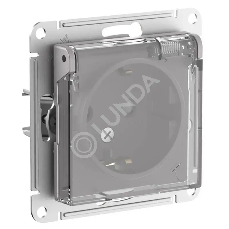 Розетка AtlasDesign Aqua 16А IP44 с заземл. защ. шторки с прозр. крышкой быстрозажим. клем. механизм бел., Systeme Electric ATN440146S