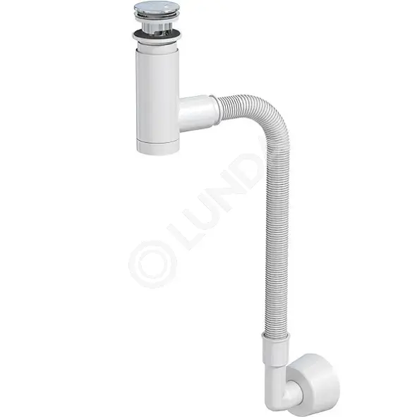 Сифон для умывальника Easy Clean белый d40, переходник d32, гофра d32х892 мм, переходник 32/40 90°,с розеткой, клик-клак хром пластик, Prevex 1532403