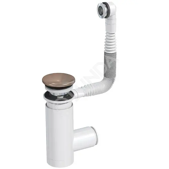 Сифон для умывальника Easy Clean белый d40, с переливом, переходник d32, клик-клак бронза металл, Prevex 1502423