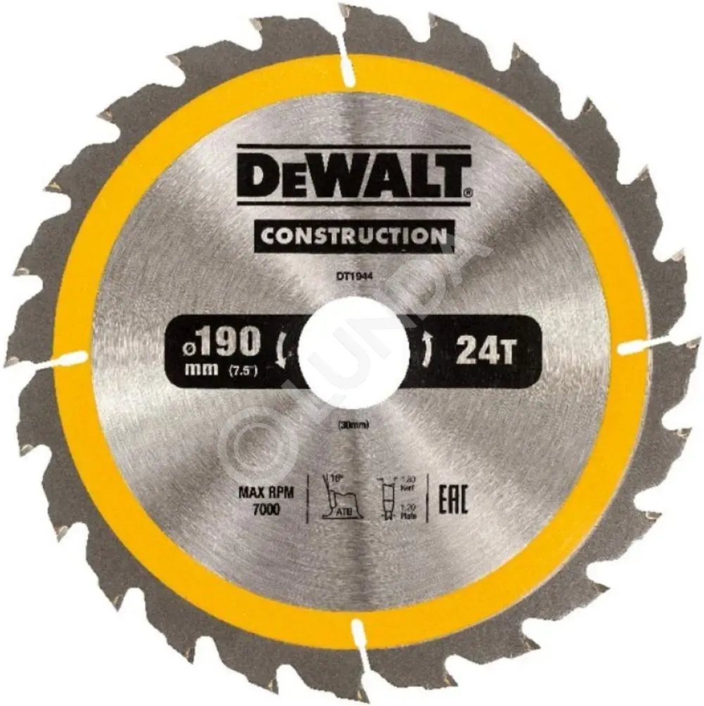 Диск пильный DeWalt DT1944-QZ, 190х30мм, 24 зуба, сталь/твердый сплав, дерево/пластик, быстрый/чистый рез, DeWalt DT1944-QZ