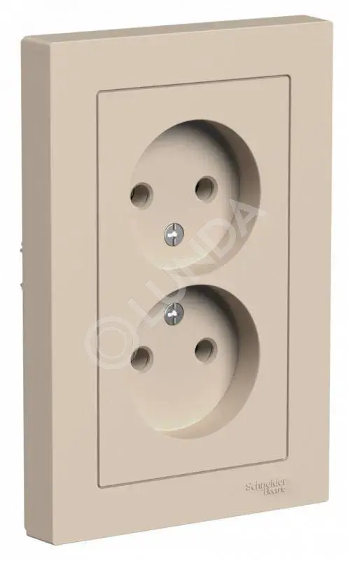 Розетка 2-м. AtlasDesign 16А без заземл. в сборе песочн., Systeme Electric ATN001220