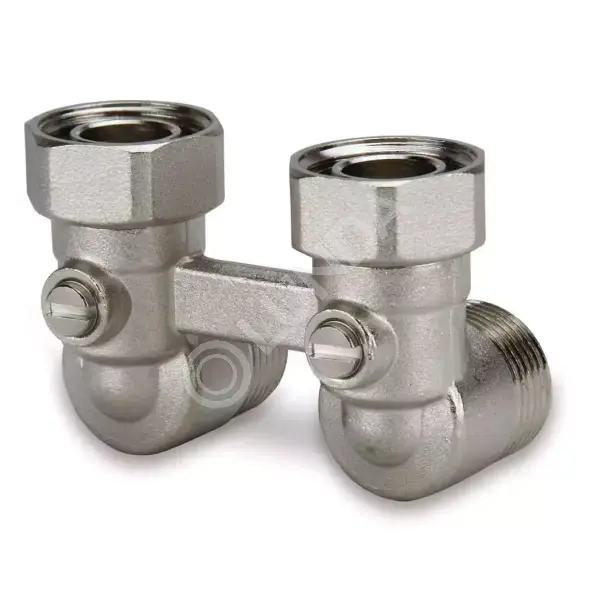 Угловой узел нижнего подключения радиатора G3/4"HP EK-G3/4"HГ ЕК + ниппели 3/4-1/2, Usystems 1237826