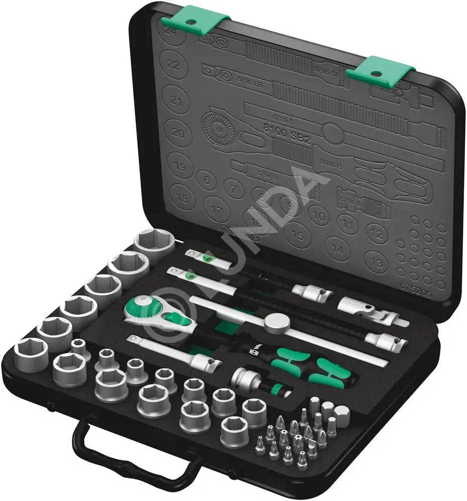 Набор головок торцевых и бит с трещоткой 8100 SB 2 Zyklop Speed, 3/8", 43 пр., Wera WE-003594 — wera