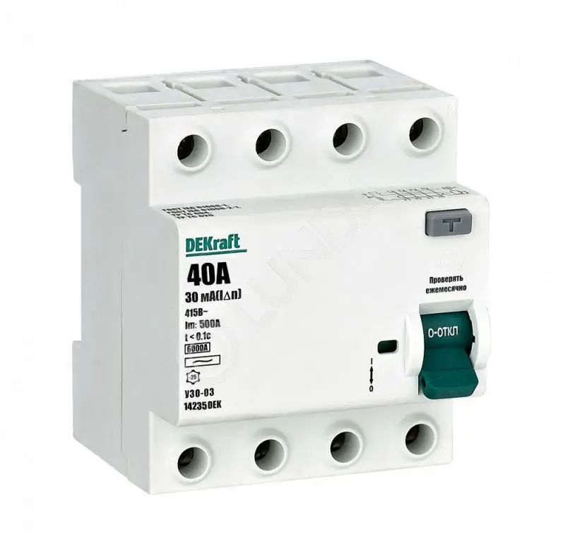 Выключатель дифференциального тока (УЗО) 4п 100А 300мА тип AC 6кА УЗО-03, DEKraft 14254DEK