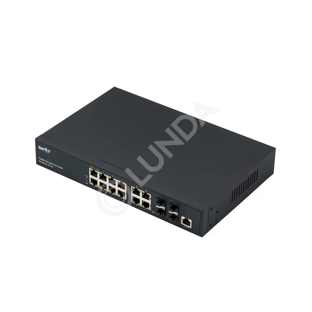 Коммутатор SKAT PoE-M-8G-4G-4S управляемый L2+ коммутатор PoE Plus, 150Вт, порты: 8-Ethernet, 4-Uplink, 4-SFP, Бастион 4090