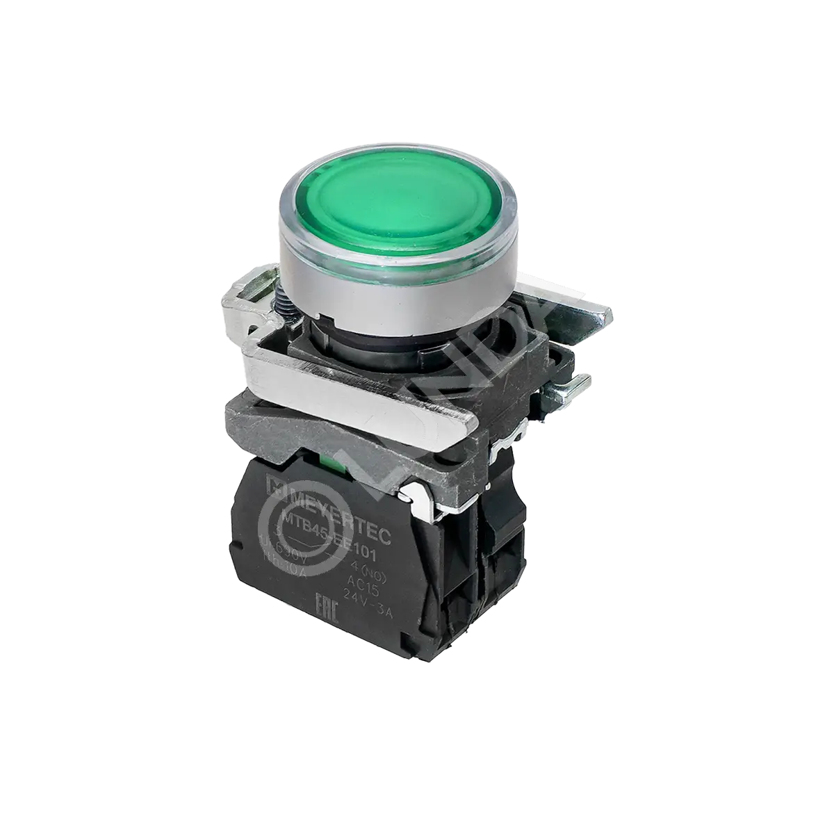 Кнопка зеленая с подсветкой, 1NO, 24V AC/DC, IP65, металл MTB4-BW33711, ОВЕН 137165