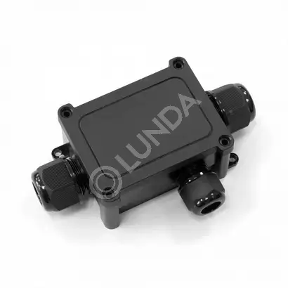 Распределительная коробка 3-вводная IP68 ПА66 40А 450В d5-14 мм 135х81х42 черная Промрукав PR08.13148