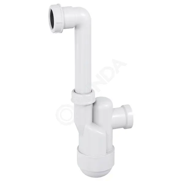 Сифон для сбора конденсата Ventloc с шариком внутри, накидная гайка 1 1/4", трубка 90°, 220 mm , выход слива d32, Prevex 3000008
