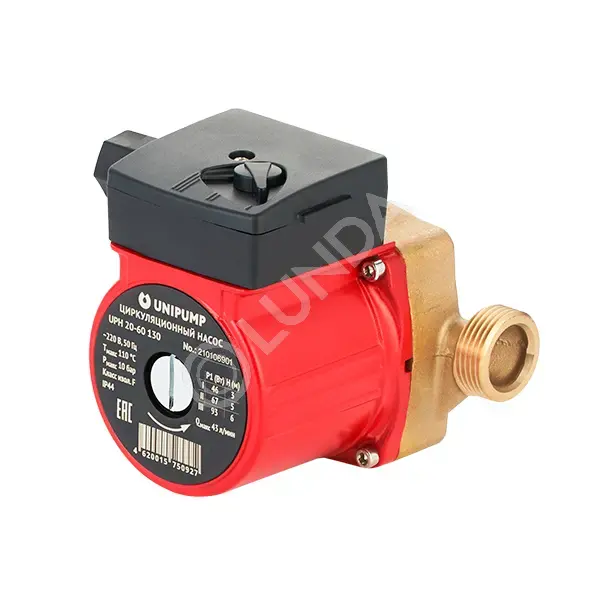 Насос циркуляционный UPH 20-60 130, корпус-латунь, 1", Wмакс-100Вт, Нmax-6м, Qmax-3,5 куб.м/час, Unipump 21725