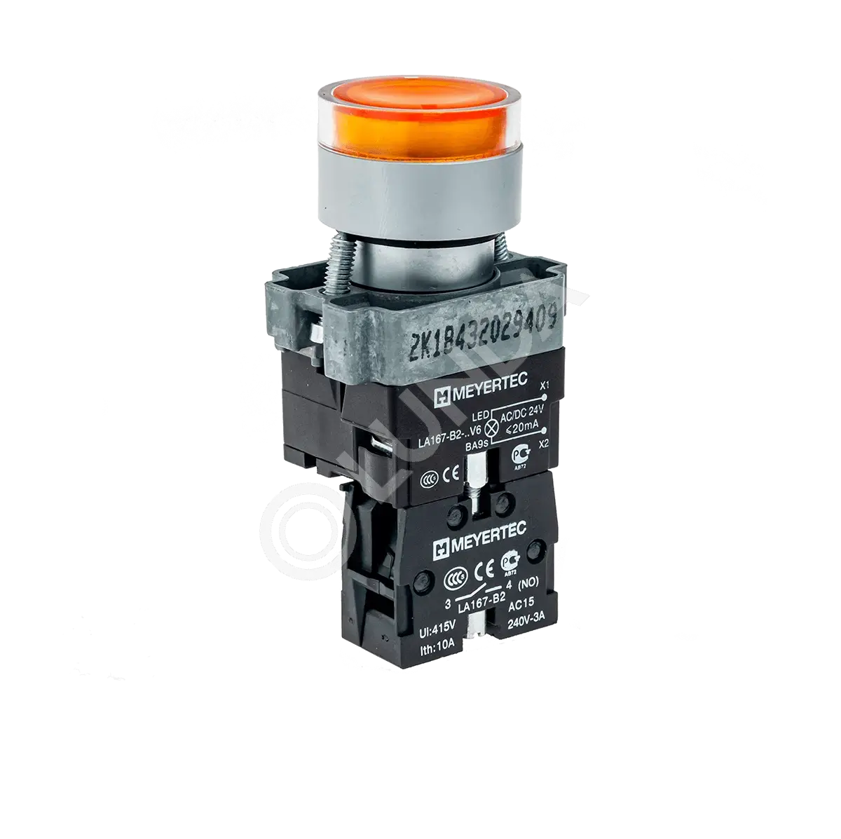 Кнопка с LED подсветкой, желтая, 24V AC/DC, 1NO, мет. MTB2-BW3561, ОВЕН 58204
