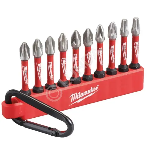 Биты Shockwave 10шт в держателе с карабином №2, Milwaukee 4932492939