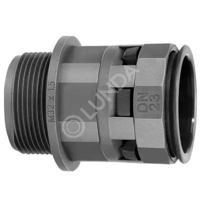 Муфта 29мм труба-коробка DN М32х1.5 полиамид черная, DKC PAM29M32N
