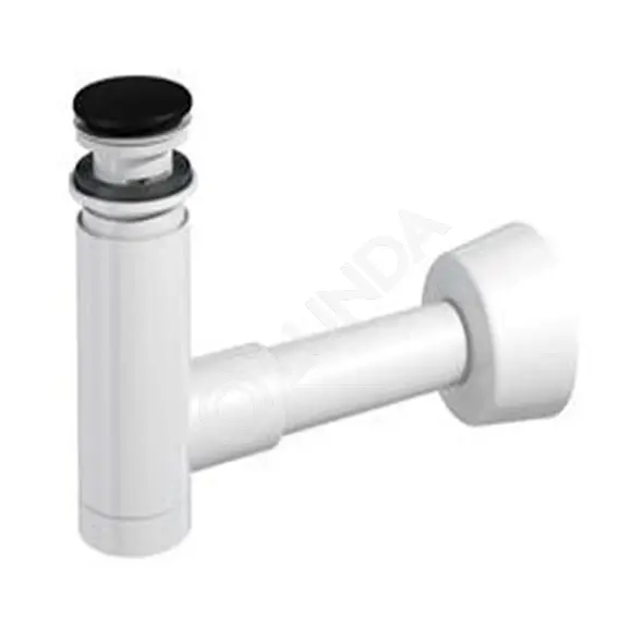 Сифон для умывальника Easy Clean белый d40 телескопический, сливная трубка d40 с розеткой, клик-клак черный металл, Prevex 1512419