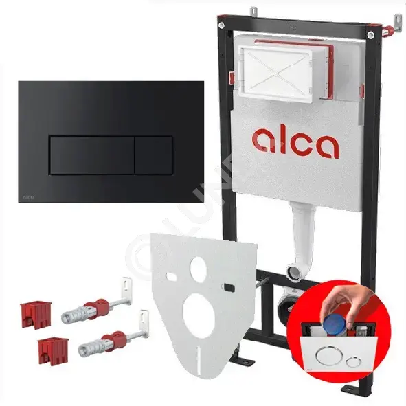 Инсталляция для унитаза Set 4v1 с шумоизоляцией, G 1/2", 3/6/9 л., панель смыва черная, ALCA AM101/1120-4:1 RU M578-0001 / AM101/1120-4:1 M578-VE-01