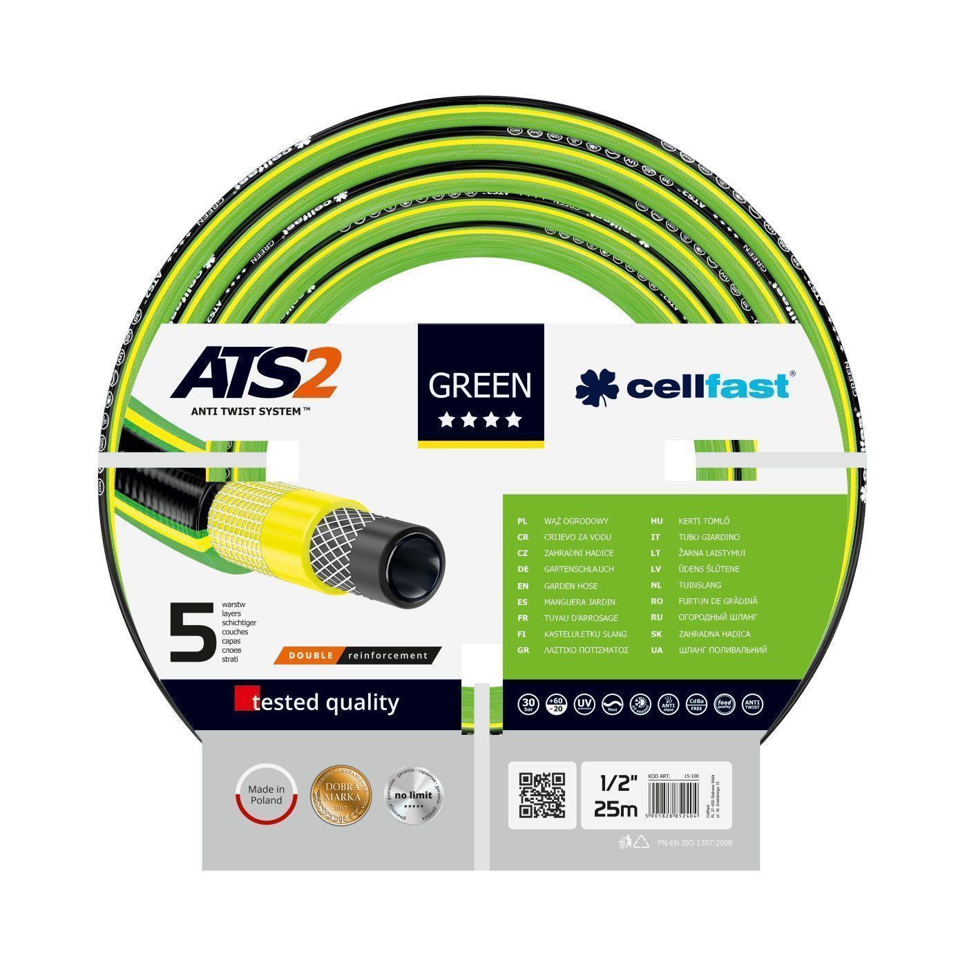 Cellfast 15-100 - Шланг садовый GREEN 1/2" 25M — ПоливТорг