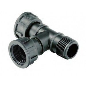 Plastica Alfa 14530-D - тройник НРхВРхВР 1"х1"х1" с накидными гайками (резьба сверху) — ПоливТорг