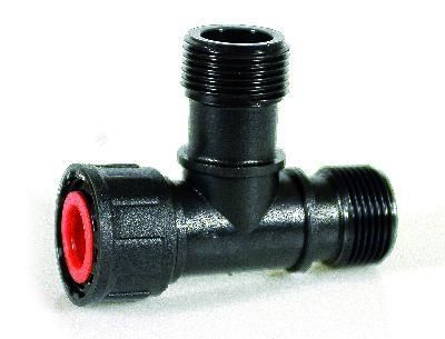 Plastica Alfa 14535-D - тройник НРхНРхВР 1"х1"х1" с накидными гайками (гайка с боку) — ПоливТорг