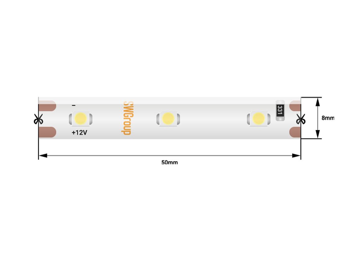 Светодиодная лента 3528, 60 LED/м, 4,8 Вт/м, 12В , IP20, Цвет: Красный, SWG360-12-4.8-R-M