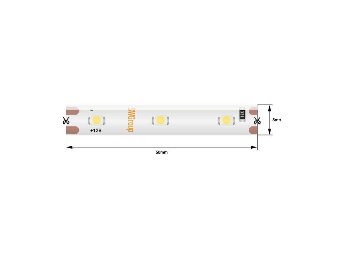 Светодиодная лента 3528, 60 LED/м, 4,8 Вт/м, 12В , IP20, Цвет: Желтый, SWG360-12-4.8-Y-M