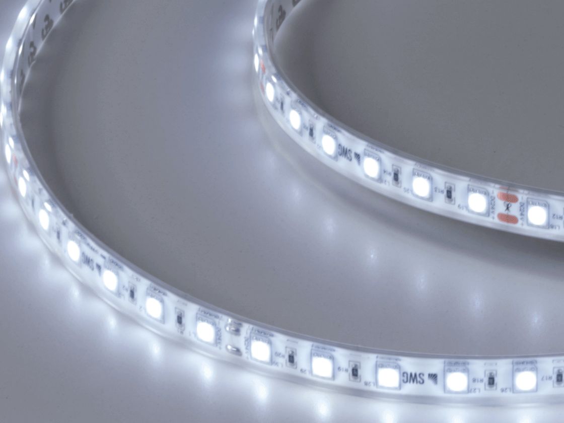 Светодиодная лента 5050, 60 LED/м, 14,4 Вт/м, 24В , IP68, Цвет: Холодный белый, SWG560-24-14.4-W-68-M