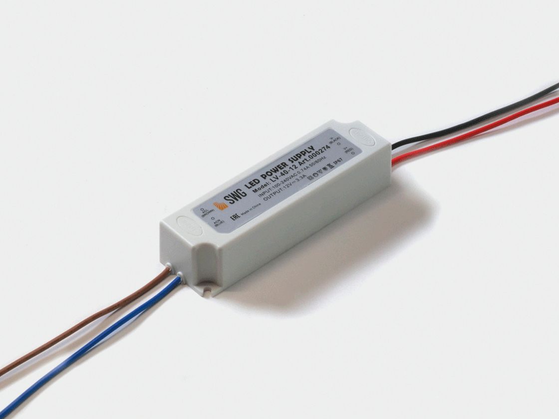 Блок Питания для светодиодных лент IP 67 пластик 40 W, 12V, LV-40-12