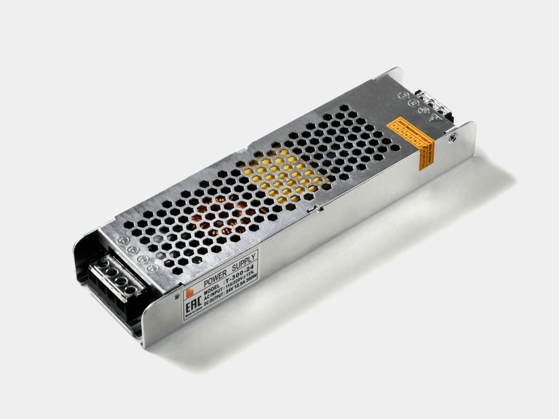 Блок питания для светодиодных лент компактный (узкий), 300 W, 24V, T-300-24